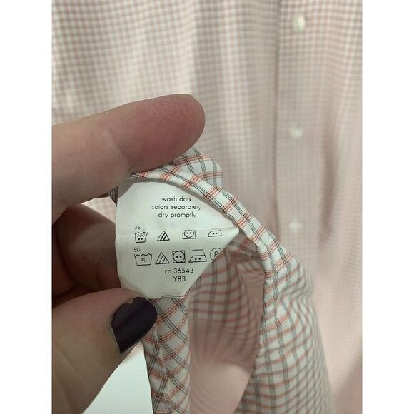 Men’s Calvin Klein Orange & Black Plaid Dress Shirt 17.5 34/35 - Picture 5 of 7